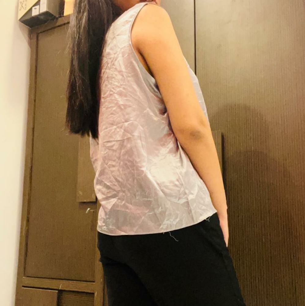 Grey satin metallic top - Picture 5 of 6